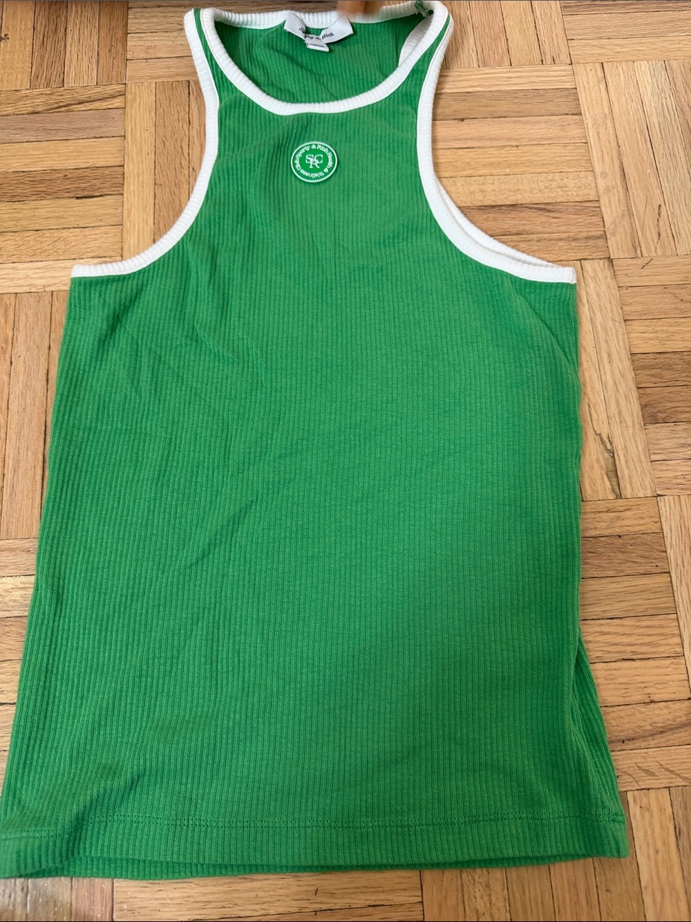 Sporty & Rich Vibrant Green Ribbed Tank with White Tag